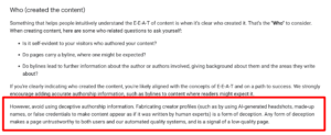 Google Deceptive Authorship Notice