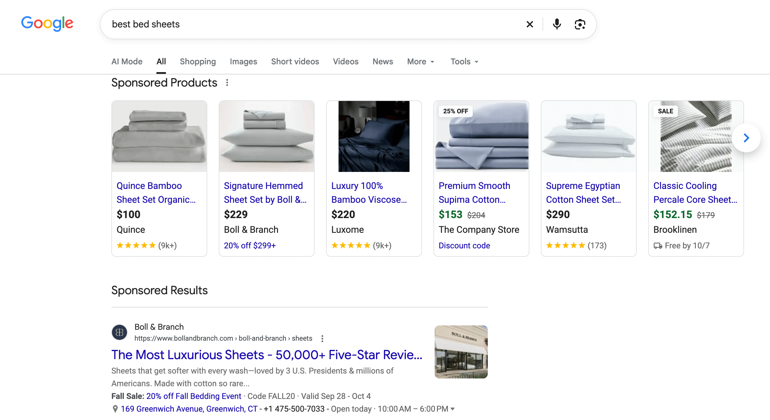 Produits sponsorisés Google Ads Haut