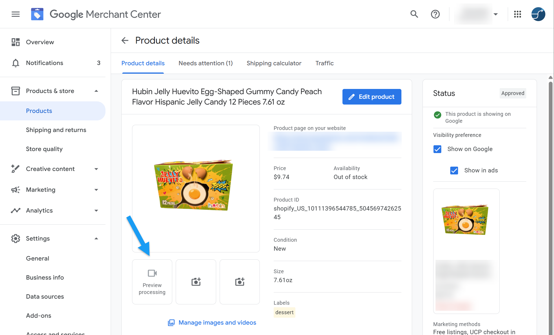 Traitement vidéo dans Google Merchant Center